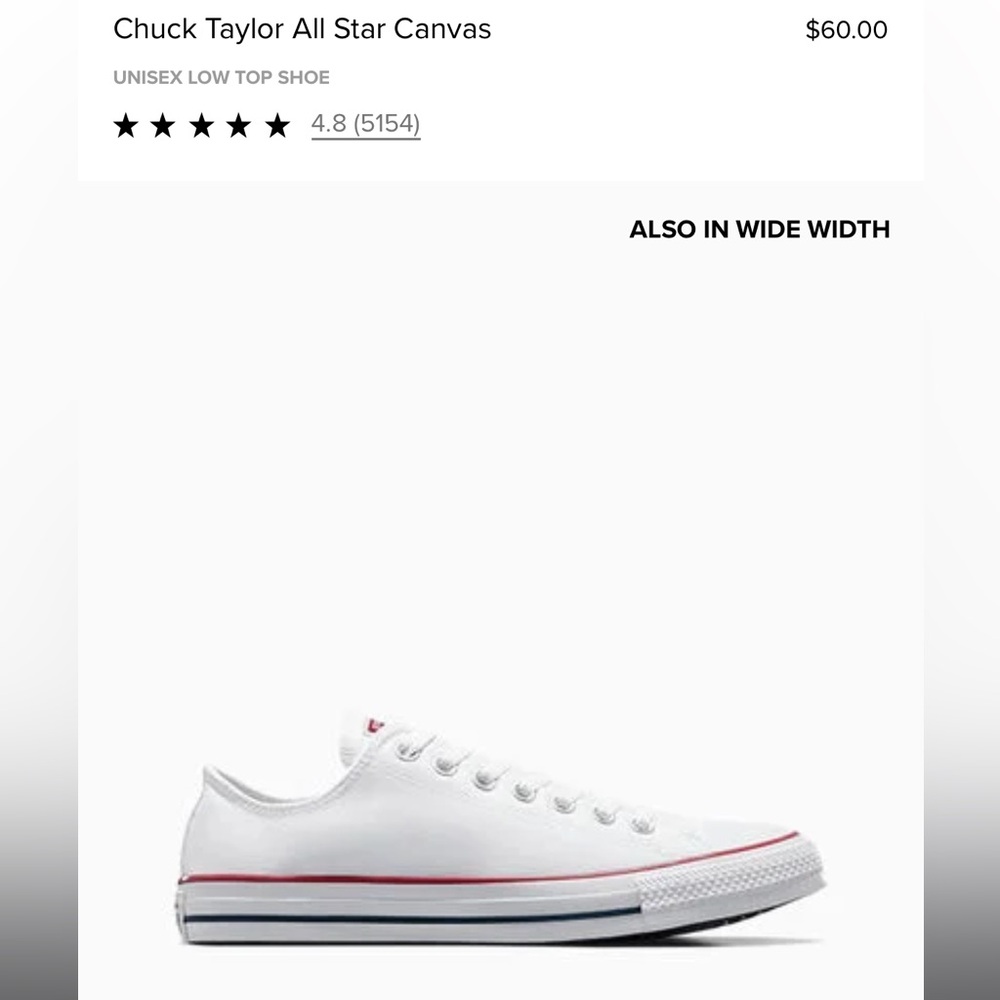NWT white low top converse chuck taylor